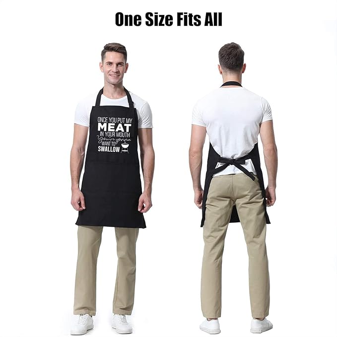 Miracu Funny Cooking Aprons for Men Husband - Christmas, Birthday Funny Male Gifts for Mens Best Friend, Gifts for Male Friends Guy Boyfriend Chef Him - Grilling Grill BBQ Apron for Men w/Pockets