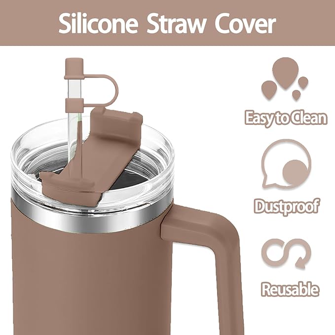 6PCS Silicone Straw Covers Cap Compatible with Stanley Cup 30-40 oz Tumbler with Handle 10mm Straw Toppers Reusable Cover for Stanley Cup Accessories