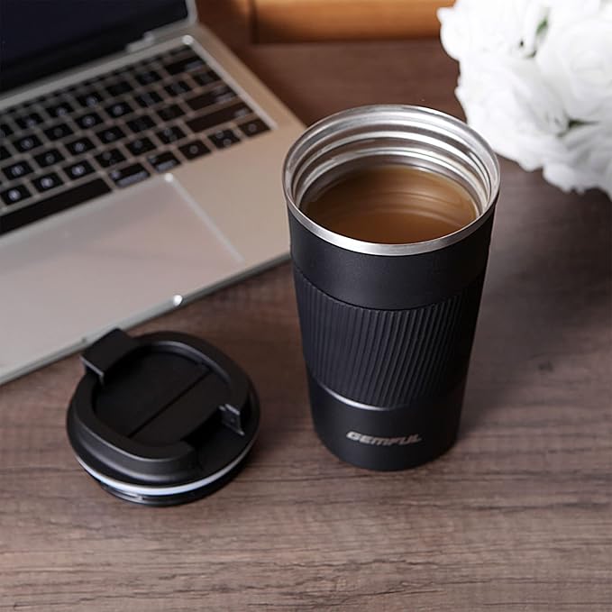 GEMFUL Travel Coffee Mug Insulated To Go Coffee Mug Tumbler with Lid Portable Stainless Steel Reusable Leak Proof Coffee Cups for Women Hot Cold Drinks 17oz (Red)