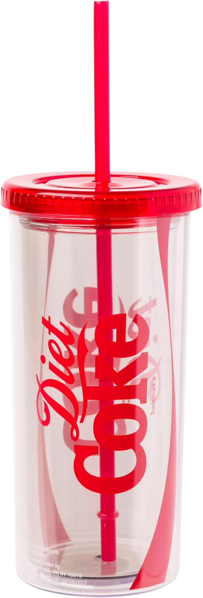 Silver Buffalo Coca Cola Diet Coke Plastic Tall Cold Cup with Lid and Straw, 20 Ounces