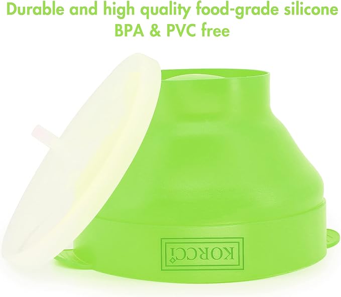 The Original Korcci Microwaveable Silicone Popcorn Popper, BPA Free Microwave Popcorn Popper, Collapsible Microwave Popcorn Maker Bowl, Dishwasher Safe - Green