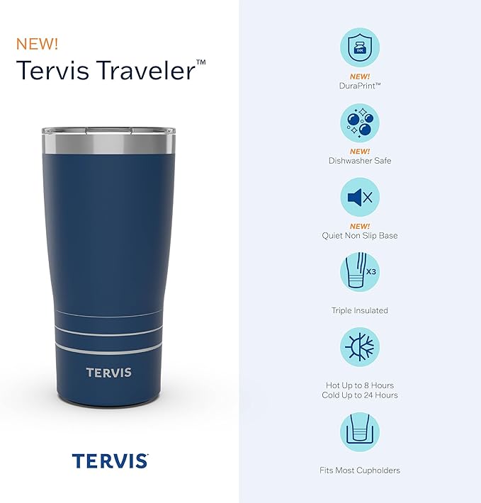 Tervis Traveler Kelly Ventura - Floral Collection Triple Insulated Tumbler Travel Cup Keeps Drinks Cold & Hot, 20oz - Stainless Steel, Heather Rose