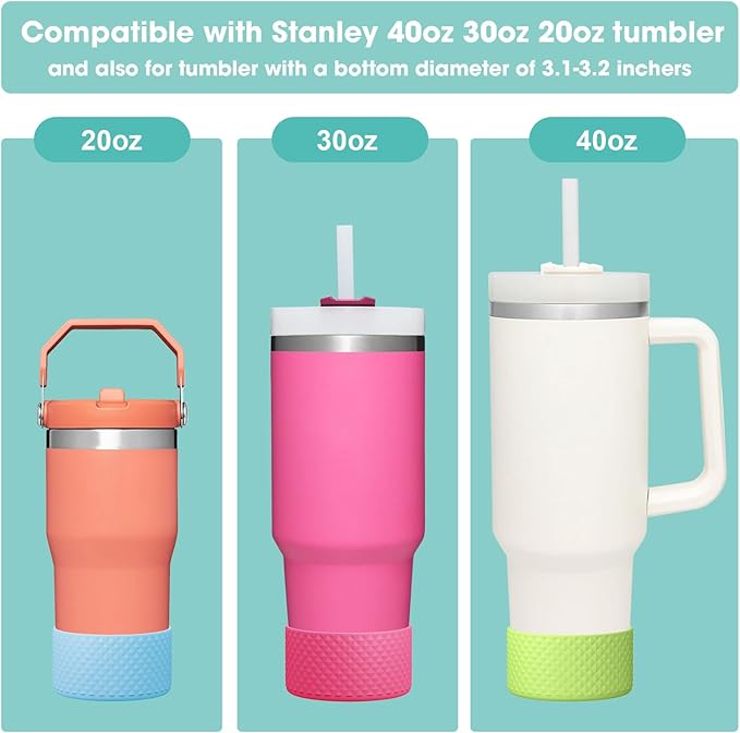 Upgrade 2PCS Protective Silicone Boot Bumper for Stanley Quencher Adventure 40oz 30oz 20oz Tumbler, Water Bottle Bottom Sleeve Cover Accessories for Stanley Mug Cup(Sea Blue)