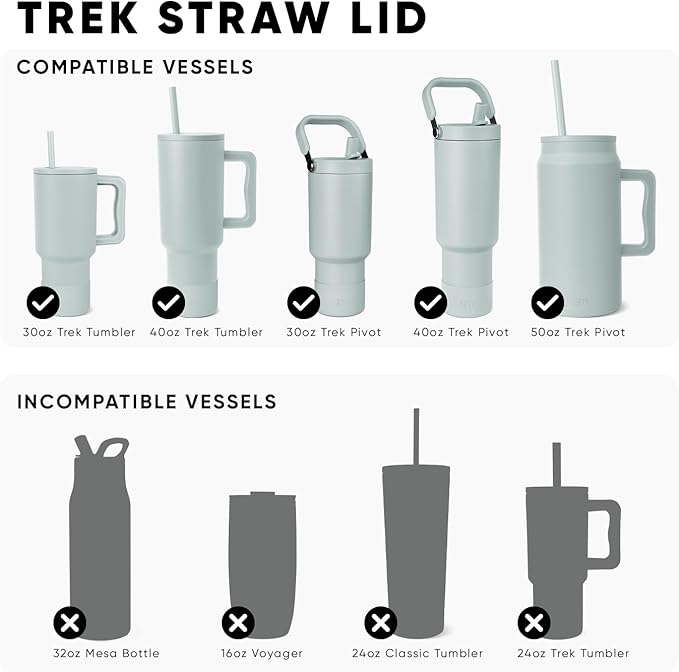 Simple Modern Tumbler Lid with Straw | Reusable Replacement ONLY Fits Stainless Steel Trek Travel Mug Iced Coffee Cup Water Bottle | Trek Collection | Almond Birch