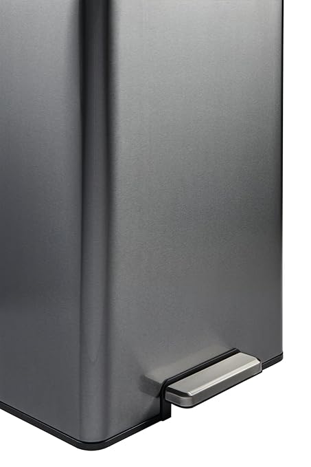 Rubbermaid Elite Stainless Steel Step-On Trash Can, 12 Gallon, Charcoal, Wastebasket for Home/Kitchen/Garage/Apartment/Office