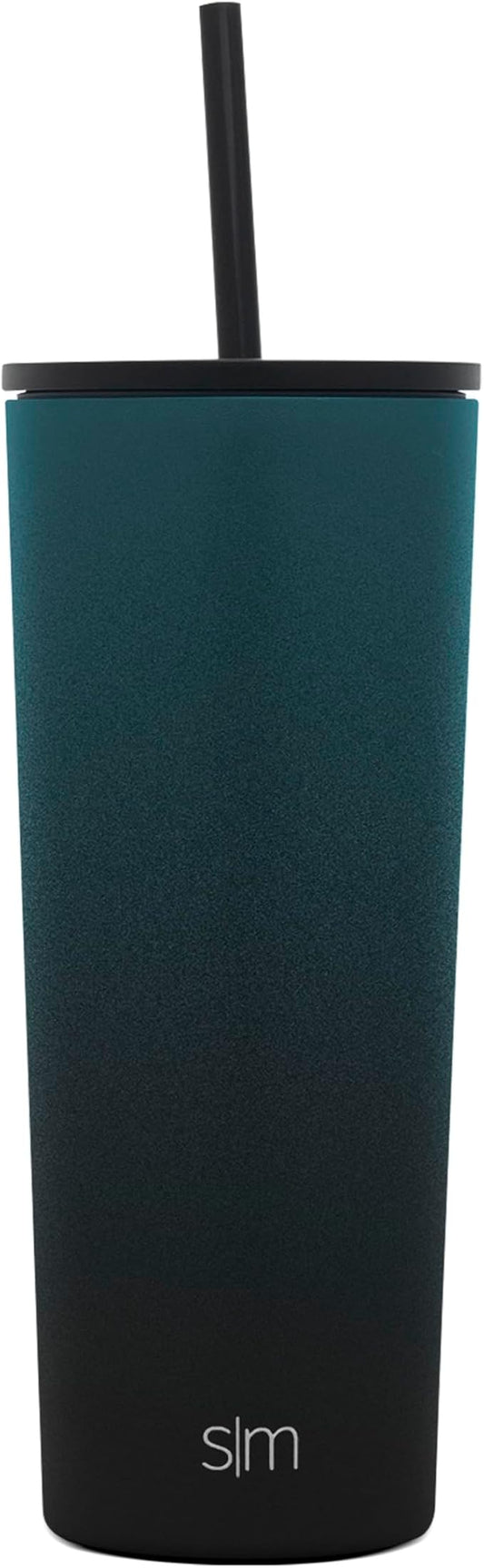 Simple Modern Insulated Tumbler with Lid and Straw | Iced Coffee Cup Reusable Stainless Steel Water Bottle Travel Mug | Gifts for Women Men Her Him | Classic Collection | 24oz | Moonlight