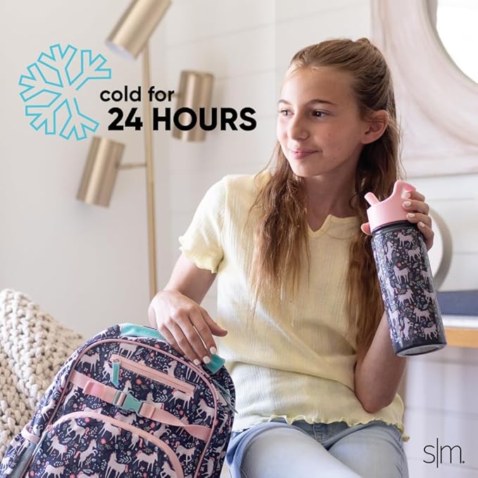 Simple Modern Kids Summit Water Bottle with Straw Lid | 18oz Stainless Steel Cup Insulated Tumbler for Toddlers, School | Wheels Up