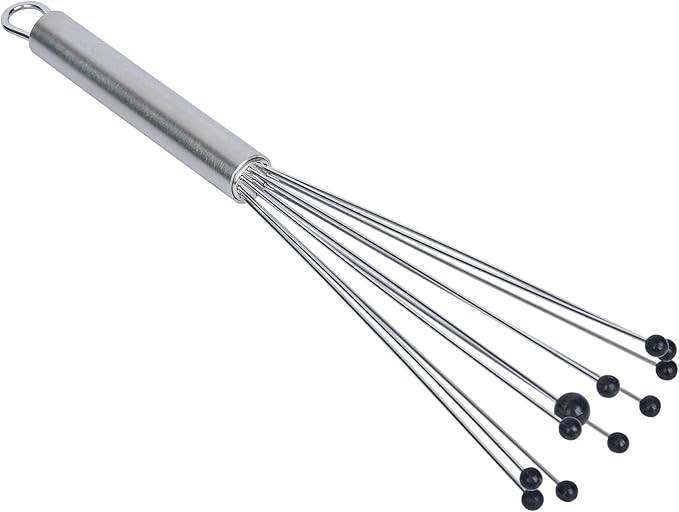 Restaurantware-German Standard 10.6 Inch Ball Whisk, 1 Kitchen Whisk With Silicone Balls - Ergonomic Handle, Dishwashable, Stainless Steel Manual Egg Beater, Durable, For Whisking, Stirring, Mixing