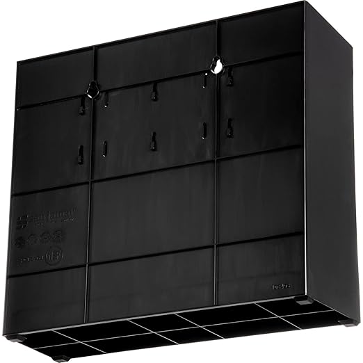 San Jamar Portion Cup and Lid Organizer Fits 2-3" Cups and Lids with Removable Dividers for Kitchen, Restaurant, and Fast Food, Plastic, 10 x 11.5 x 3.75 Inches, Black
