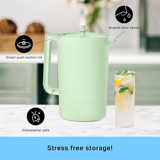 Tupperware Heritage 1 Gallon Pitcher in Mint, Dishwasher Safe and BPA Free