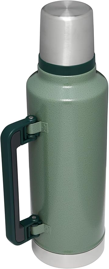Stanley Classic Legendary Vacuum Bottle 2.0 qt | Wide Mouth with Leakproof Cup Lid |Keep Drinks Hot or Cold | Packable for Travel | Insulated Stainless Steel Thermal Bottle | BPA-Free|Hammertone Green