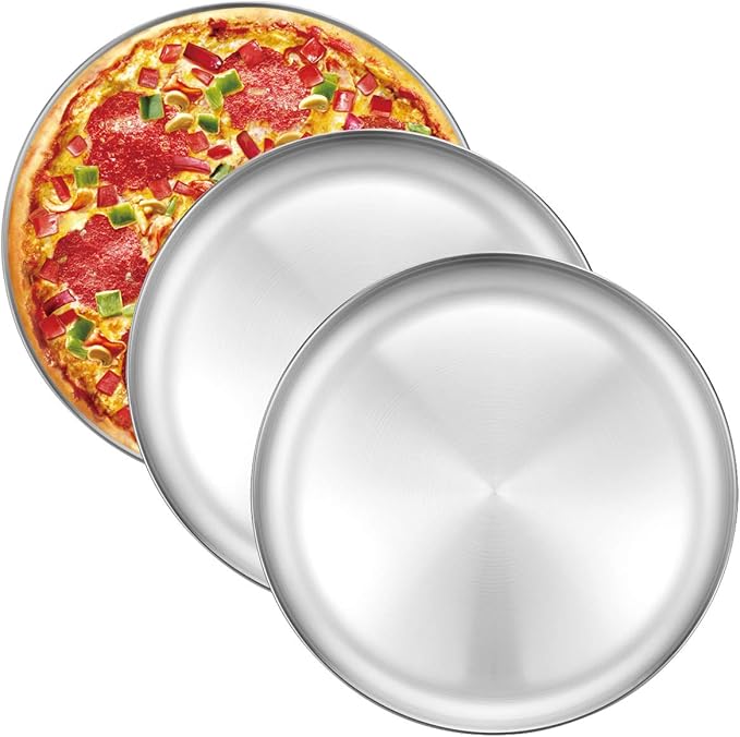 Deedro Pizza Tray - 12 Inch Stainless Steel Pizza Pan & Baking Sheet Crisper, Pack of 3