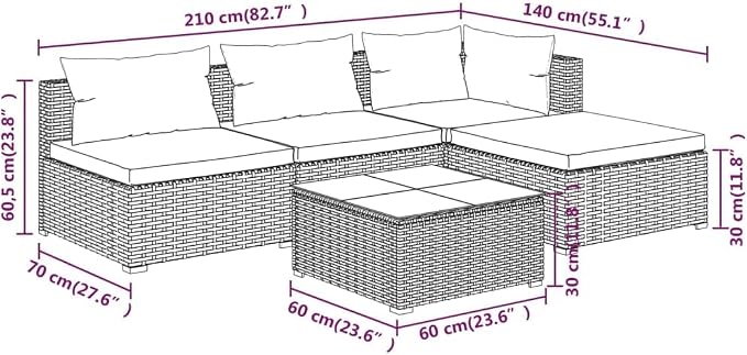Garden Lounge Set Brown PE Rattan Outdoor Corner Sofa Modular Patio Furniture - Image 7