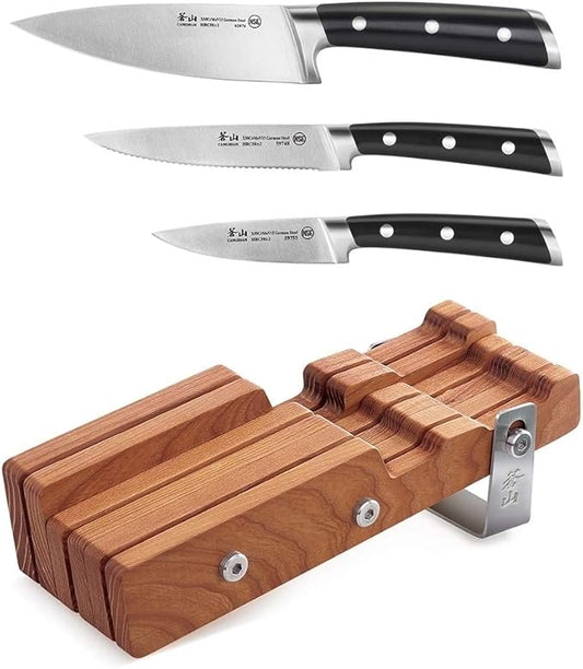 Cangshan S Series 61864 German Steel Forged 4-Piece Starter Knife Block Set