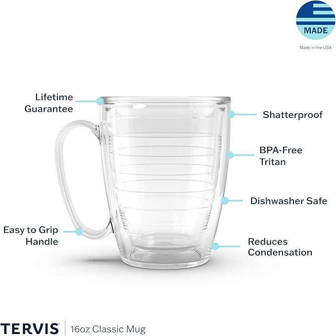 Tervis Clear & Colorful Tabletop Made in USA Double Walled Insulated Tumbler Travel Cup Keeps Drinks Cold & Hot, 16oz Mug, River Rock