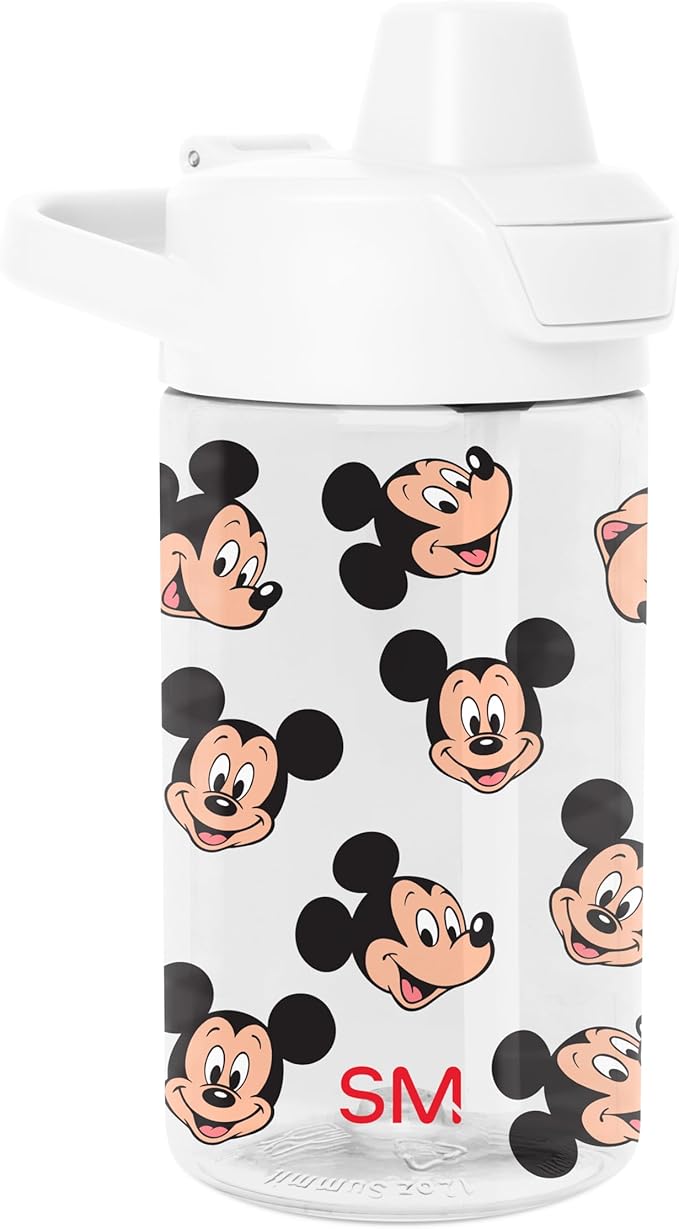 Simple Modern Disney Kids Tritan Plastic Summit Water Bottle | 12 oz BPA-Free Cup with Covered Leak Proof Straw Lid for Boys, Toddlers | Mickey Mouse Fun