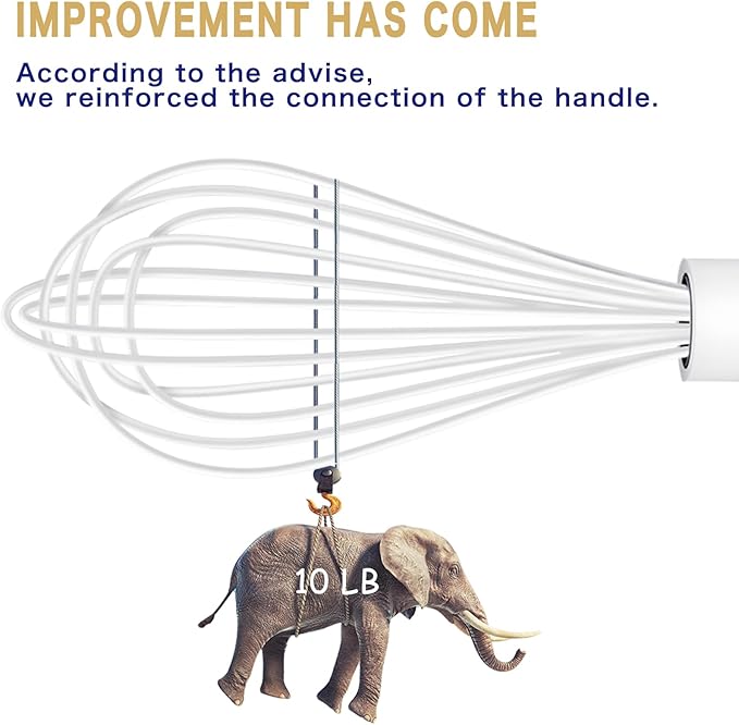 White Silicone Whisk, Sealed Waterproof Design Set of 3, Professional Kitchen Whisks for Cooking Non-Scratch, Silicone&Stainless Steel Whisk, Heat Resistant 480°F Rubber wisk, BPA free