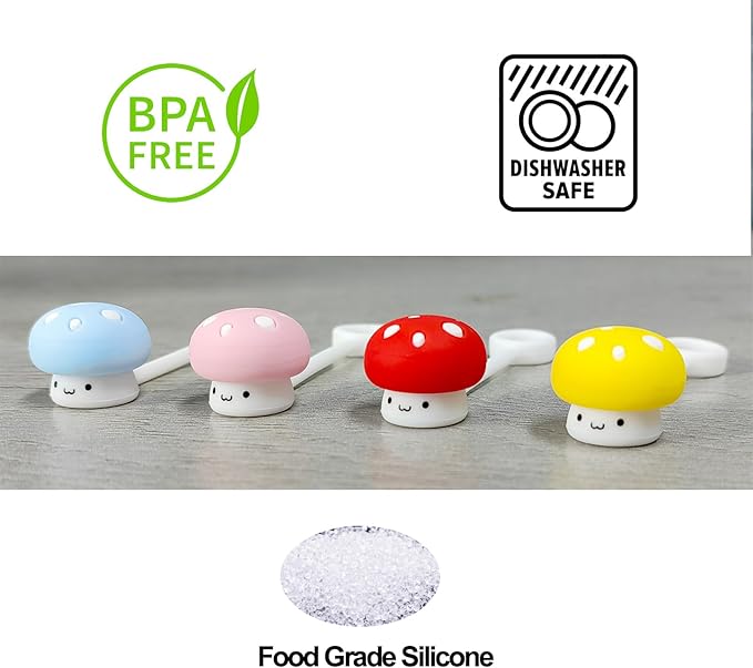 4 Pack Silicone Straw Covers Cap for Stanley Cup 30 40 oz, Cute Mushroom Straw Topper, Accessories for Stanley Cup Tumbler, Christmas Gifts for Women