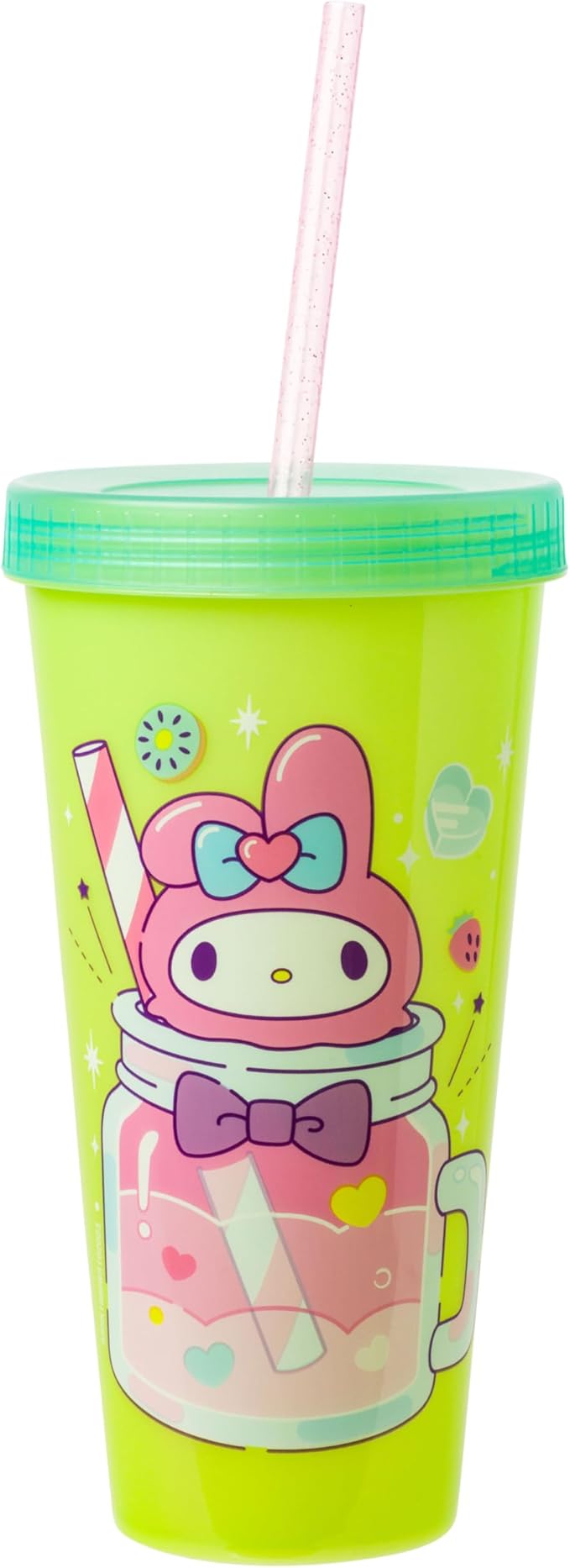 Silver Buffalo Sanrio Hello Kitty and Friends 4 Pack Color Changing Plastic Tumblers Featuring Hello Kitty, My Melody, Badtz Maru, and Cinnamoroll, 24 Ounce