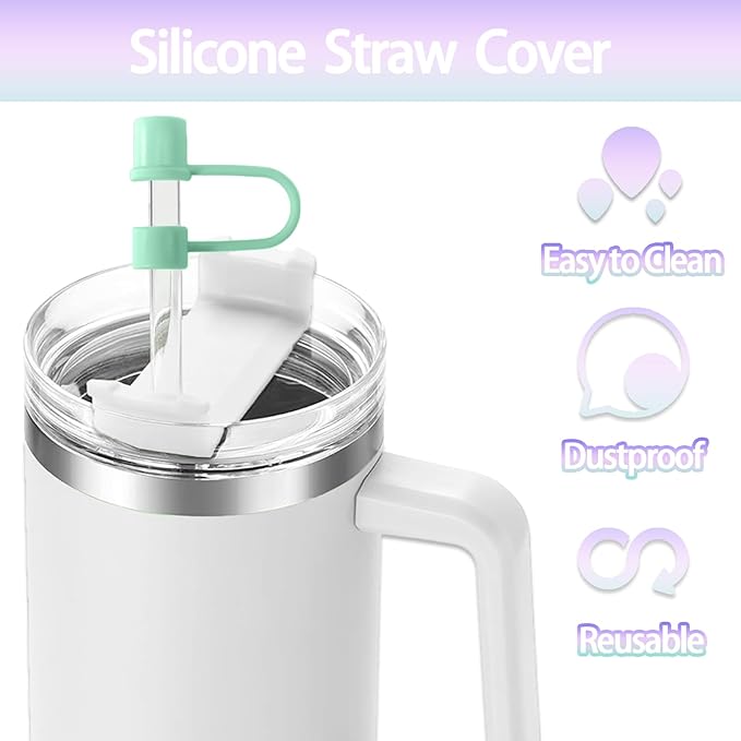 6PCS Silicone Straw Covers Cap Compatible with Stanley Cup 30-40 oz Tumbler Reusable Straw Toppers for Stanley Cup Accessories（6 Colors）