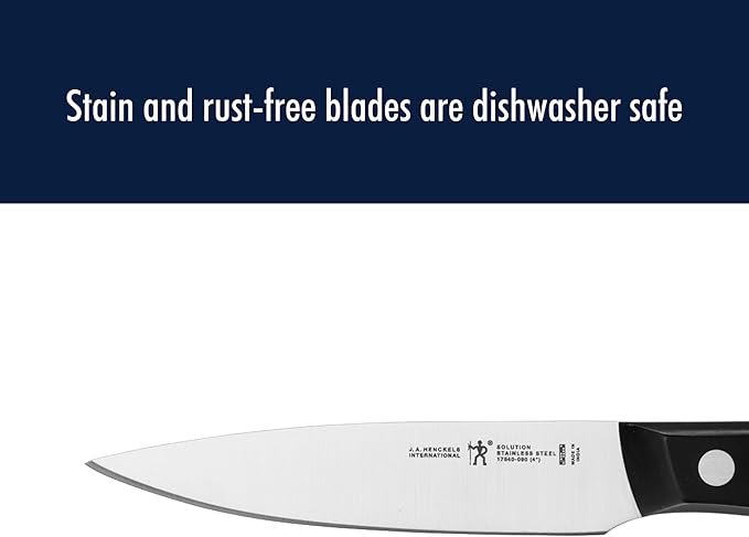 HENCKELS Solution Razor-Sharp 4-inch Compact Chef Knife, German Engineered Informed by 100+ Years of Mastery, Black/Stainless Steel