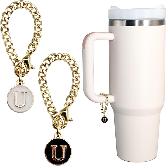 Letter Charm Accessories for Stanley Cup 2PCS Initial Name ID Personalized Handle Charm for Stanley Tumbler