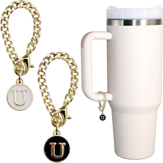 Letter Charm Accessories for Stanley Cup 2PCS Initial Name ID Personalized Handle Charm for Stanley Tumbler