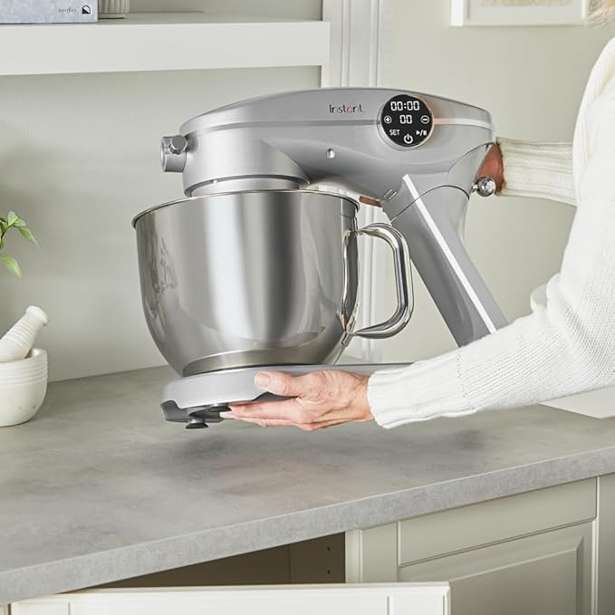 Instant Pot Stand Mixer Pro,600W 10-Speed Electric Mixer with Digital Interface,7.4-Qt Stainless Steel Bowl,From the Makers of Instant Pot,Dishwasher Safe Whisk,Dough Hook and Mixing Paddle,Silver