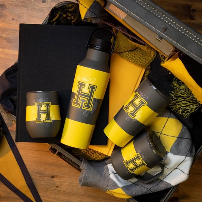 Corkcicle Stemless Insulated Wine Glass Tumbler - Keeps Beverages Cold 6 Hours & Hot 3 Hours - Stainless Steel - Easy-Grip - Summer Drinkware Gift - Keeps Drinks Ice Cold - 12 oz - Hufflepuff