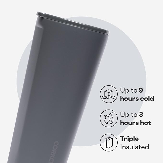 Corkcicle Classic Tumbler - Keeps Drinks Cold for 9 Hours & Hot for 3 - Triple-Insulated Stainless Steel - Holiday Tumbler Gift - 24 oz - Flint