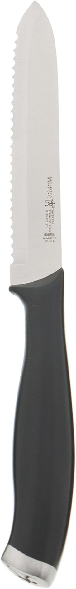 HENCKELS Silvercap Razor-Sharp 5-inch Serrated Utility Knife, Tomato Knife, German Engineered Informed by 100+ Years of Mastery, Black