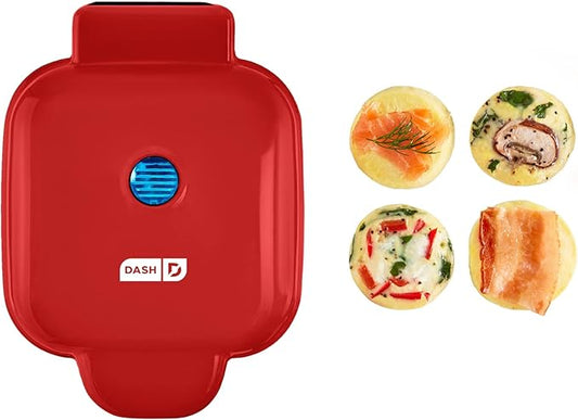 DASH Deluxe Sous Vide Style Egg Bite Maker with Silicone Molds for Breakfast Sandwiches, Healthy Snacks or Desserts, Keto & Paleo Friendly, (1 large, 4 mini) - Red