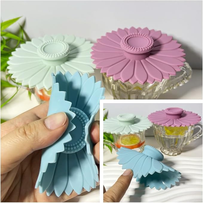 Sunflower Silicone Cup Covers, Flexible Mug Covers, Tea Pots, Hot Cup Lids - Image 9
