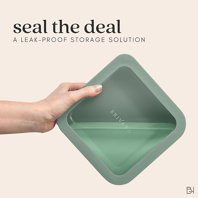 Ceramic Coated Glass Food Storage Container | No PTFE, PFOA, PFAS, and BPA | Reusable Non Toxic Meal Prep Container with Glass Lid | Easy To Store | 8 Cup Square [Willow]