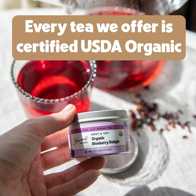 Heavenly Tea Leaves Organic 9 Flavor Variety Pack | Loose Leaf Tea Sampler (Approximately 90 Cups) | Premium Gift Set Assortment of Green, Herbal, Black & White Teas | Hot or Iced, High to No Caffeine