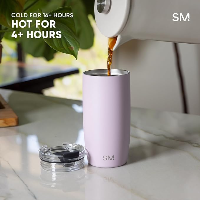 Simple Modern Travel Coffee Mug Tumbler with Flip Lid | Reusable Insulated Stainless Steel Cold Brew Iced Coffee Cup Thermos | Gifts for Women Men Him Her | Voyager Collection | 20oz | Blue Dune