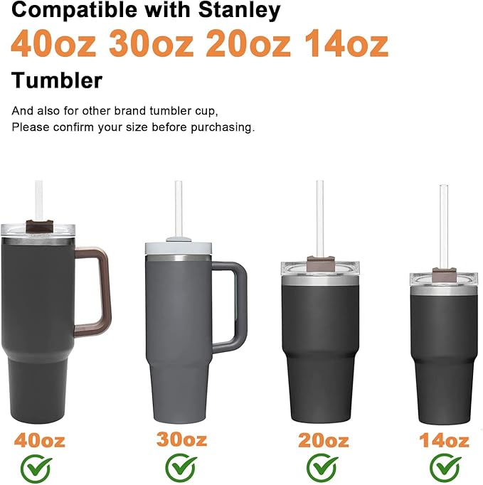 8Pack Replacement Straws for Stanley 40oz 30oz 20oz 14oz Tumbler, Airboat Reusable Clear Straws Compatible with Stanley Adventure Quencher Travel Mug Cup, Plus Cleaning Brush