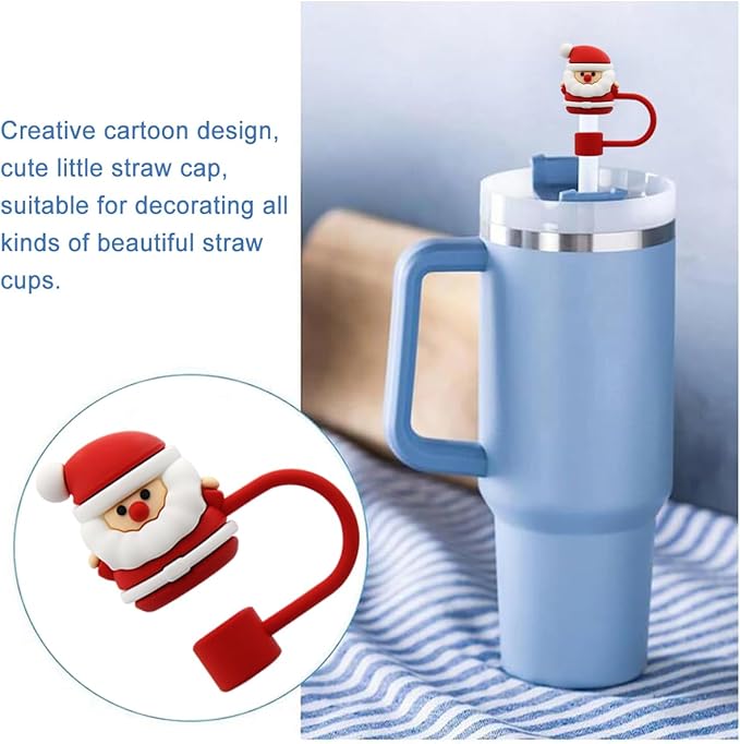 Straw Cover Cap for Stanley Cup,Straw Topper Compatible for 30 and 40 Oz Tumbler with Handle,10 mm 0.4 in Reusable Straw Tips Lids,Straw Tip Covers for Christmas Gifts