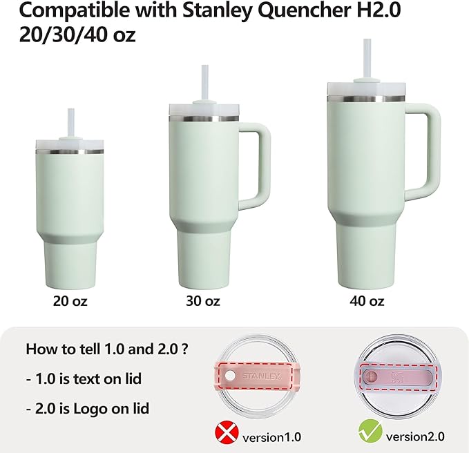 Silicone Spill Stopper Set Compatible with Stanley Cup 2.0 30oz & 40oz with Straw Cover (Set of 2, Mist)