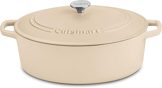 Cuisinart Chef's Classic Enameled Cast Iron Oval Covered Casserole (Tan, 7- Quart)