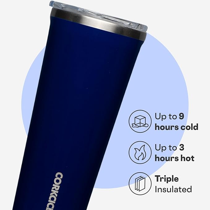 Corkcicle Classic Tumbler - Keeps Drinks Cold for 9 Hours & Hot for 3 - Triple-Insulated Stainless Steel - Holiday Tumbler Gift - 24 oz - Gloss Midnight Navy