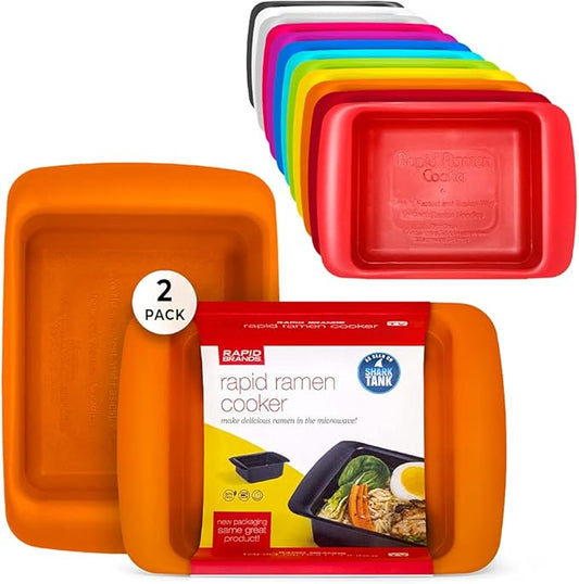 Rapid Ramen Cooker | Microwavable Cookware for Instant Ramen | BPA Free and Dishwasher Safe | Perfect for Dorm, Small Kitchen or Office | Orange, 2 Pack