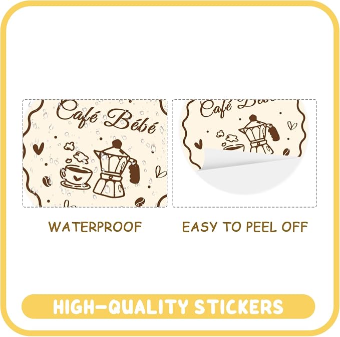 50pcs Cafe First Birthday Stickers, Coffee Thank You Stickers Labels - Image 3