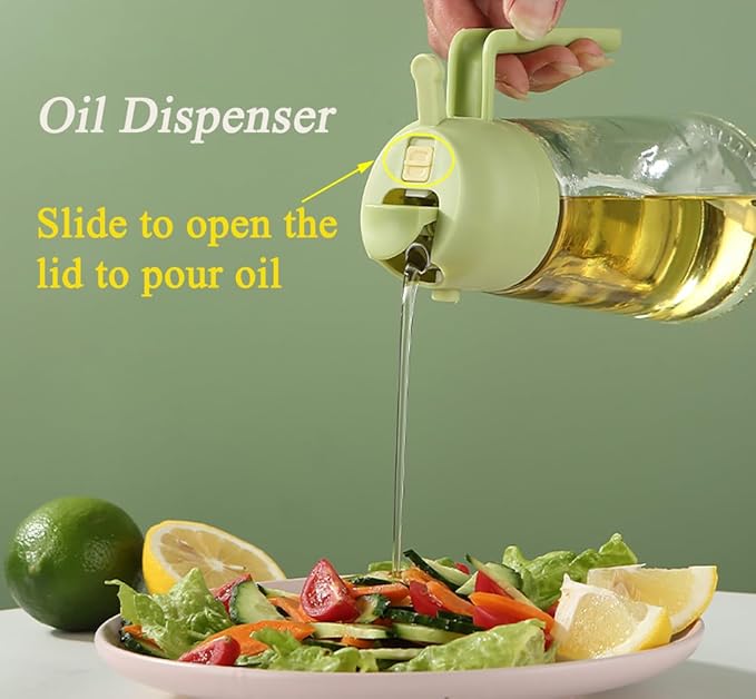 Olive Oil Sprayer Mister for Cooking,Olive Oil Dispenser Bottle 2 IN 1,17oz Oil Mister Spray Bottle,Premium Glass Oil Spritzer Bottle for Kitchen Air Fryer,Baking,Salad,Grilling,BBQ (Green 1 Pack)