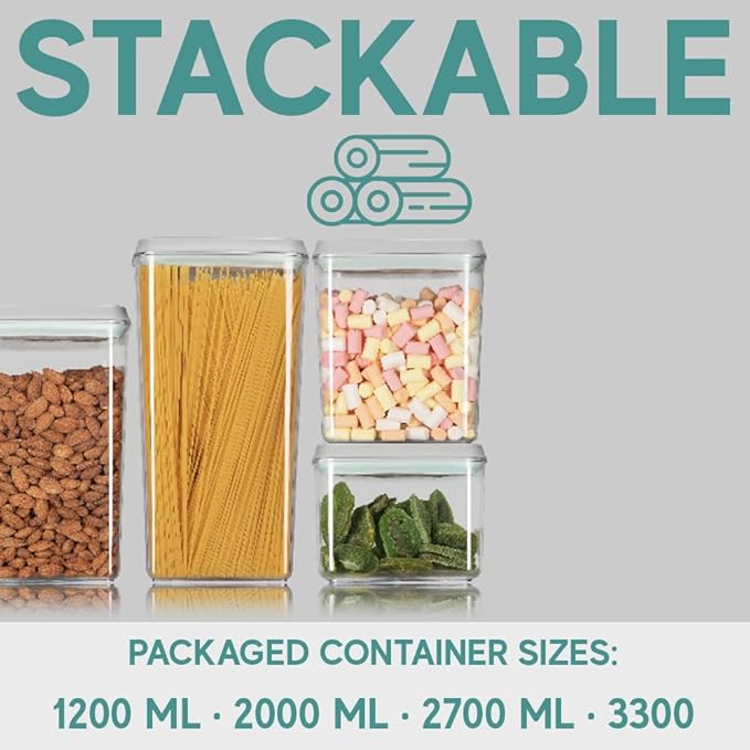 Bop Top | Airtight Meal Prep Containers with Lids | Food Storage Container Sets | Snack and Overnight Oats Fridge Organizer | Pantry and Kitchen Organization
