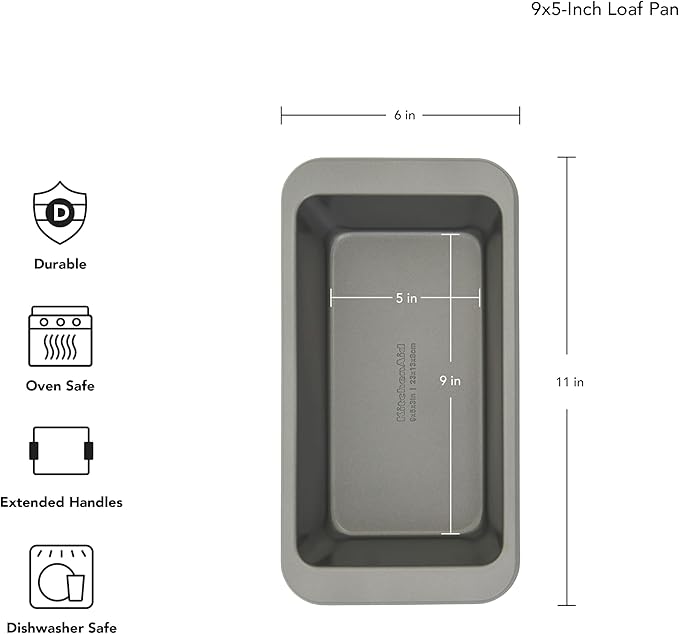 KitchenAid 9x5in Nonstick Aluminized Steel Loaf Pan, Contour Silver