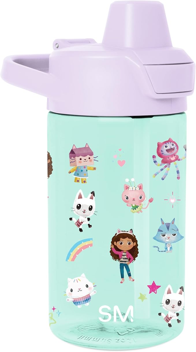 Simple Modern Gabby's Dollhouse Kids Tritan Plastic Summit Water Bottle | 12 oz BPA-Free Cup with Covered Leak Proof Straw Lid for Girls, Toddlers | Gabby's Friends