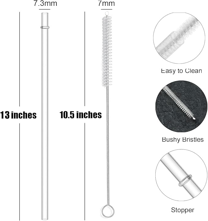 ALINK 12-Pack Reusable Plastic Clear Straws, 13 inch Extra Long Tumbler Straws for Stanley Cups, 1 Gallon, 64 oz 40 oz 32 oz Water Bottles, Plus Cleaning Brush