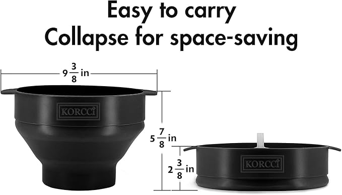 The Original Korcci Microwaveable Silicone Popcorn Popper, BPA Free Microwave Popcorn Popper, Collapsible Microwave Popcorn Maker Bowl, Dishwasher Safe - Black