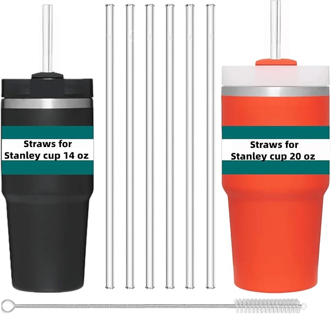 Straw for Stanley Cup 20 14 OZ, Straws Compatible with 20oz 14oz Stanley Cup Accessories, BPA Free Replacement Straws for Stanley Accessories- 6 Reusable Drinking Straws, Clear